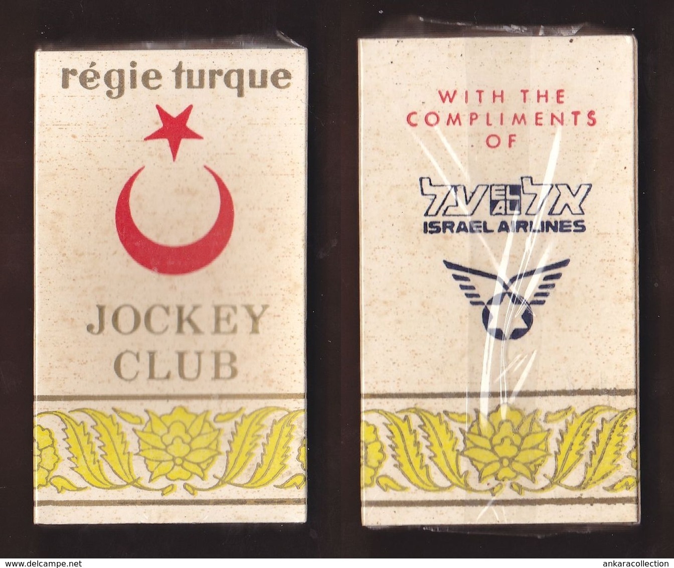 AC -  REGIE TURKEY JOCKEY CLUB EL AL ISRAEL AIRLINES VINTAGE HARD PACK CIGARETTES UNOPENED BOX FOR COLLECTION - Autres & Non Classés