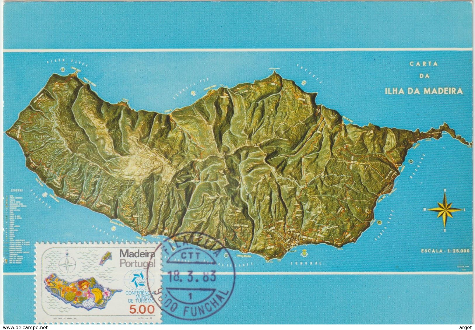 7Carte-Maximum PORTUGAL - MADERE N° Yvert 71 (Production Fruitière) Obl Sp Funchal 1983 - Madeira