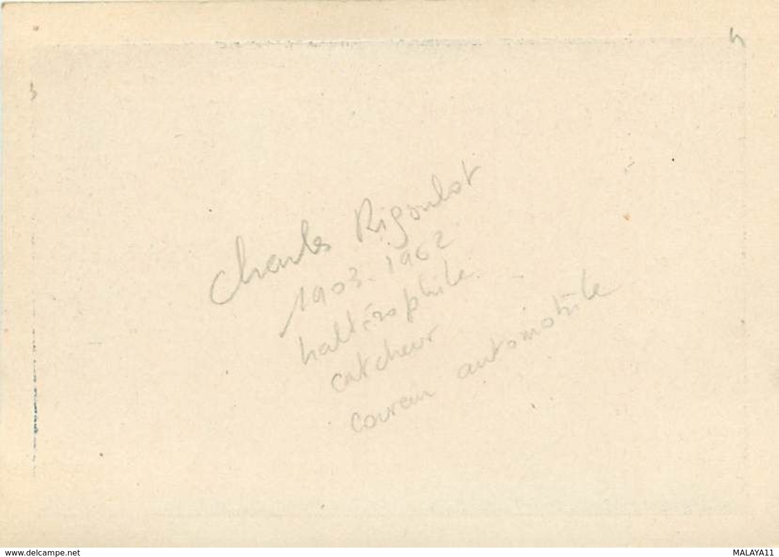 CHARLES RIGOULOT (1903-1962) - HALTEROPHILE - CATCHEUR - COUREUR AUTOMOBILE - Halterofilia