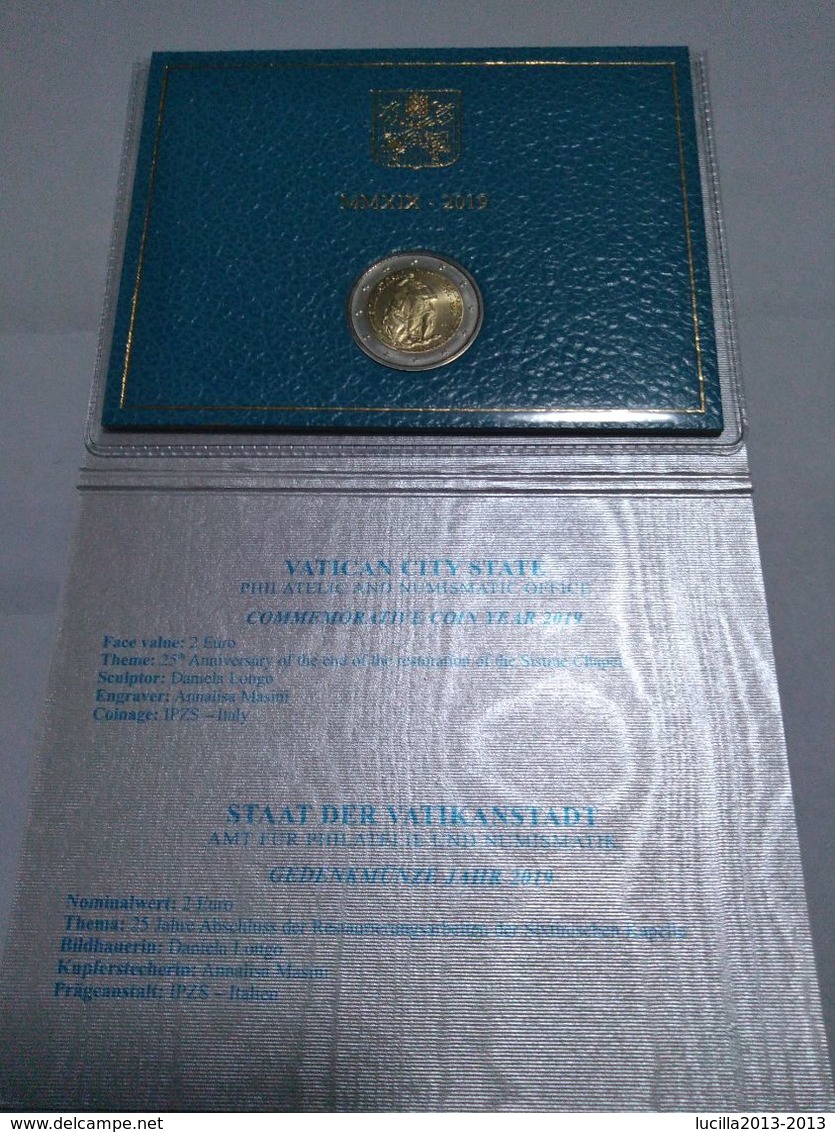 2€ 25°Anniversario Della Fine Dei Restauri Della Cappella Sistina 2019 - Vaticaanstad