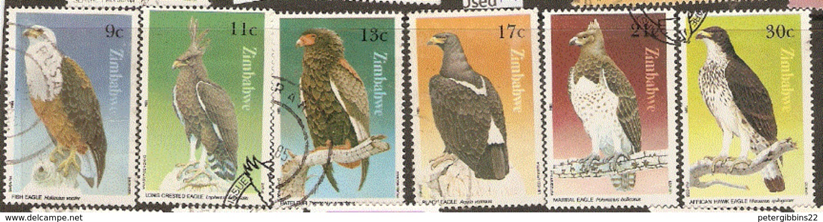 Zimbabwe  1984  SG  647-52    Birds Of Prey     Fine Used - Zimbabwe (1980-...)