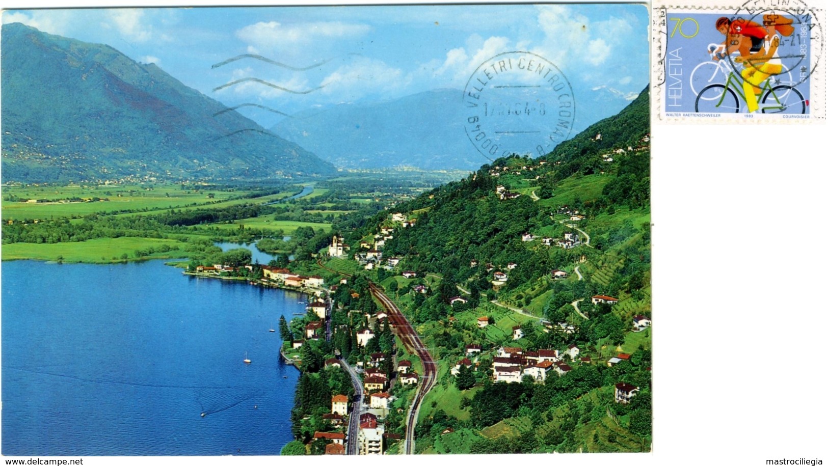 SVIZZERA  SUISSE  TI  MAGADINO GAMBAROGNO  VIRA  Panorama Con Stazione Dei Treni  Nice Stamp Cycling - Gambarogno