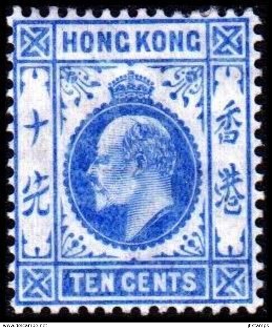 1907-1911. HONG KONG. Edward VII TEN CENTS. Hinged. (Michel 93) - JF364497 - Nuovi