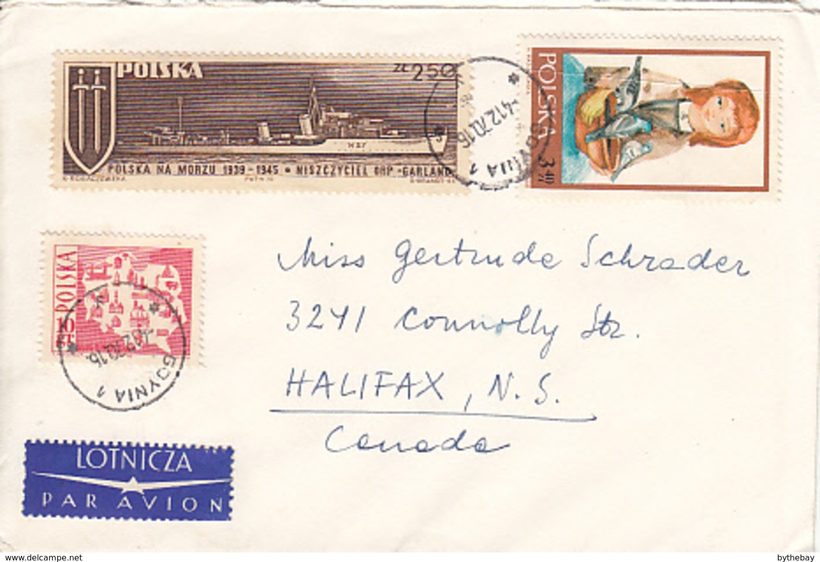 Poland to Canada 13 Airmail Covers mainly 1970s