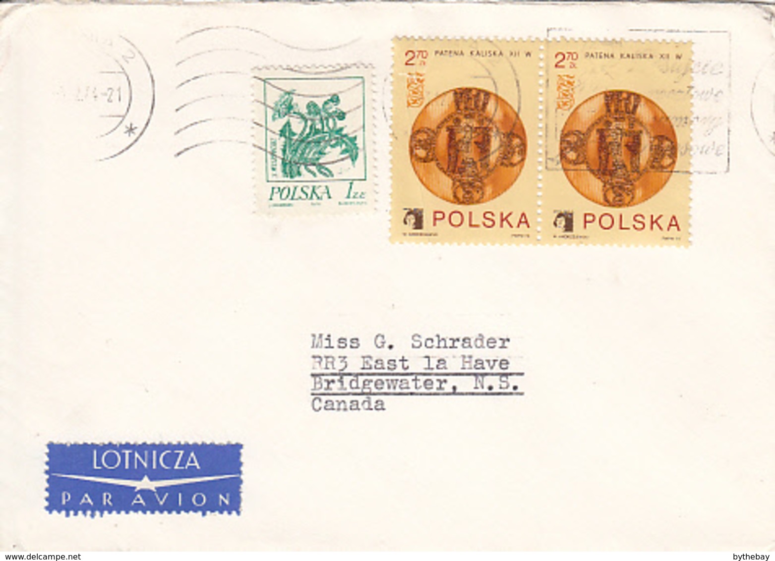 Poland to Canada 13 Airmail Covers mainly 1970s