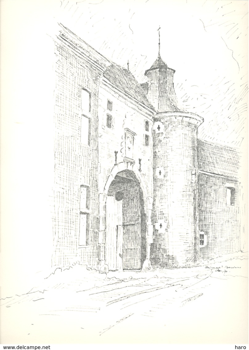 CLERMONT Sur BERWINNE -  L'Entrée Du Château  - Lithographie De Laurent BALHAN (Mi11) - Lithographies