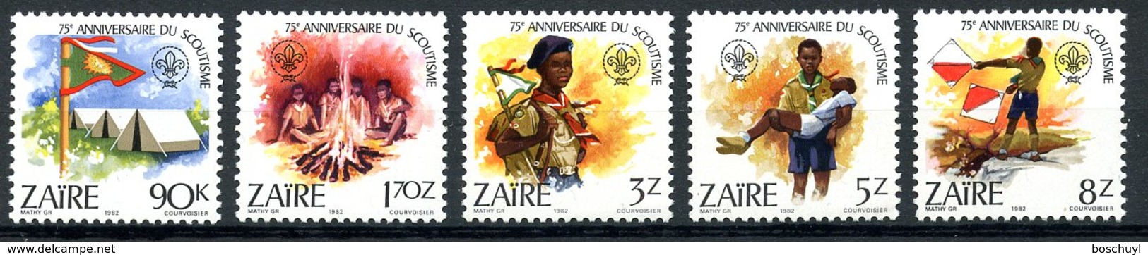 Zaire, 1982, Scouting, Scouts, MNH, Michel 786-790 - Other & Unclassified