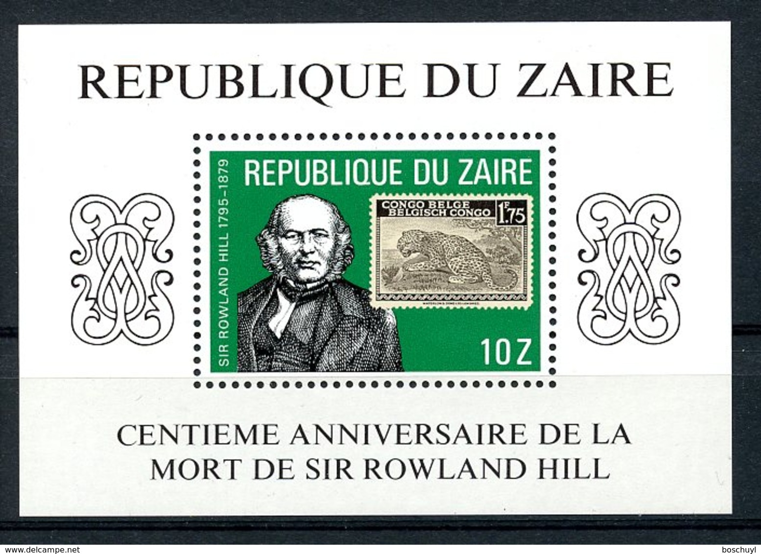 Zaire, 1980, Rowland Hill, UPU, Stamps On Stamps, MNH, Michel Block 32 - Otros & Sin Clasificación