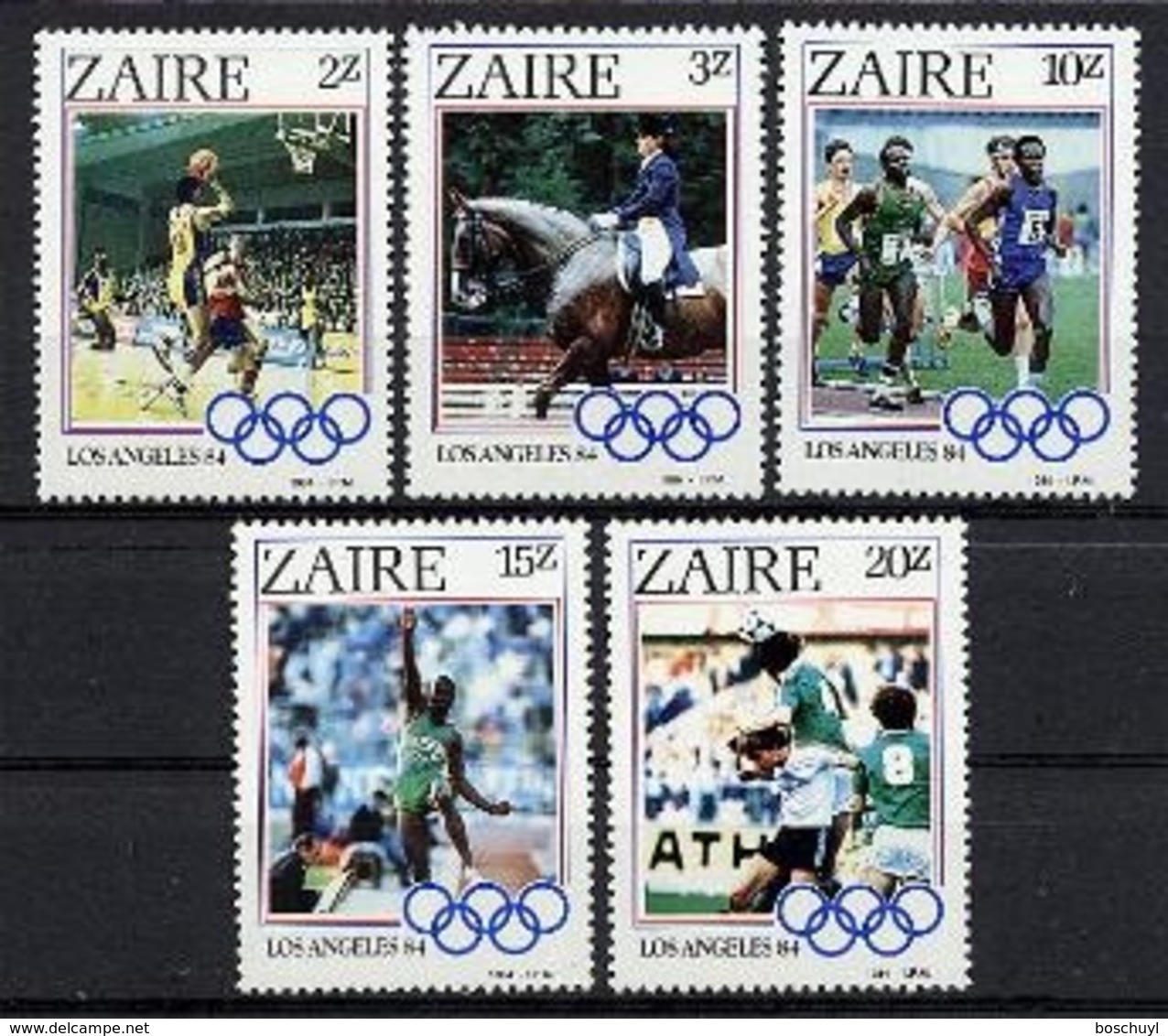 Zaire, 1984, Olympic Summer Games Los Angeles, Sports, MNH, Michel 861-865 - Sonstige & Ohne Zuordnung