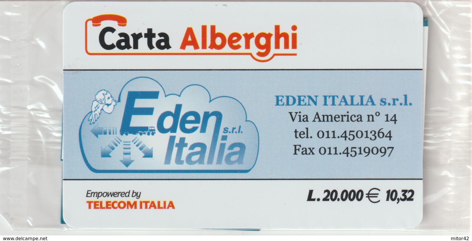 71-Carta Alberghi-Eden Italia E.10,32-Nuova In Confezione Originale - Usages Spéciaux