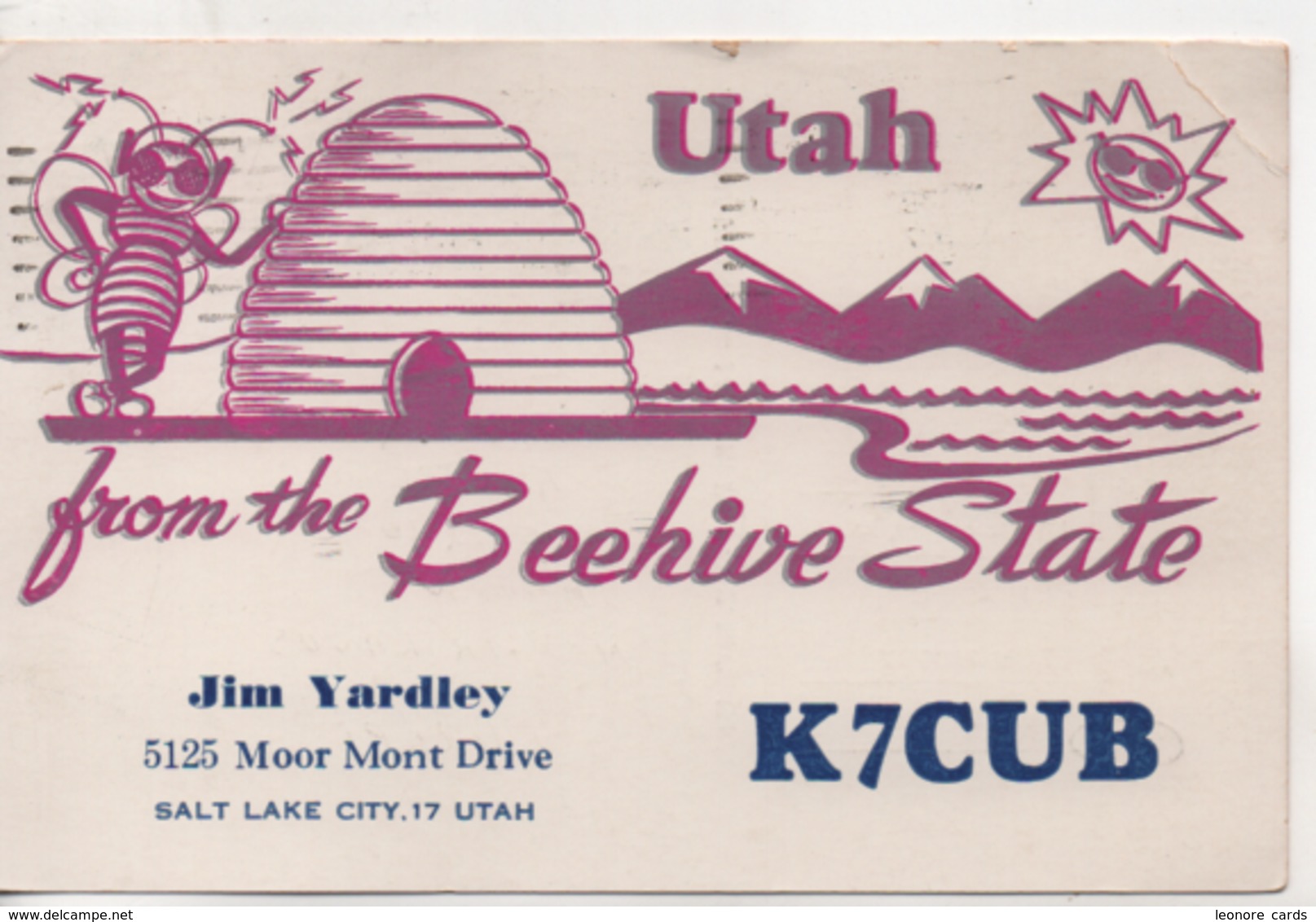 Cpa.Cartes QSL.Utah.beehive State.K7CUB.1961.to PAOKA - Radio Amatoriale