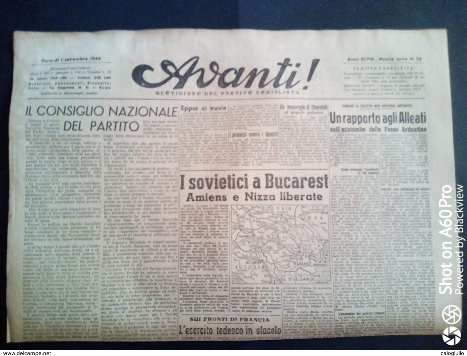 AVANTI (QUOTIDIANO DEL PARTITO SOCIALISTA) LOTTO X 3 DAL 1 AL 3 SETTEMBRE 1944 - Guerra 1939-45