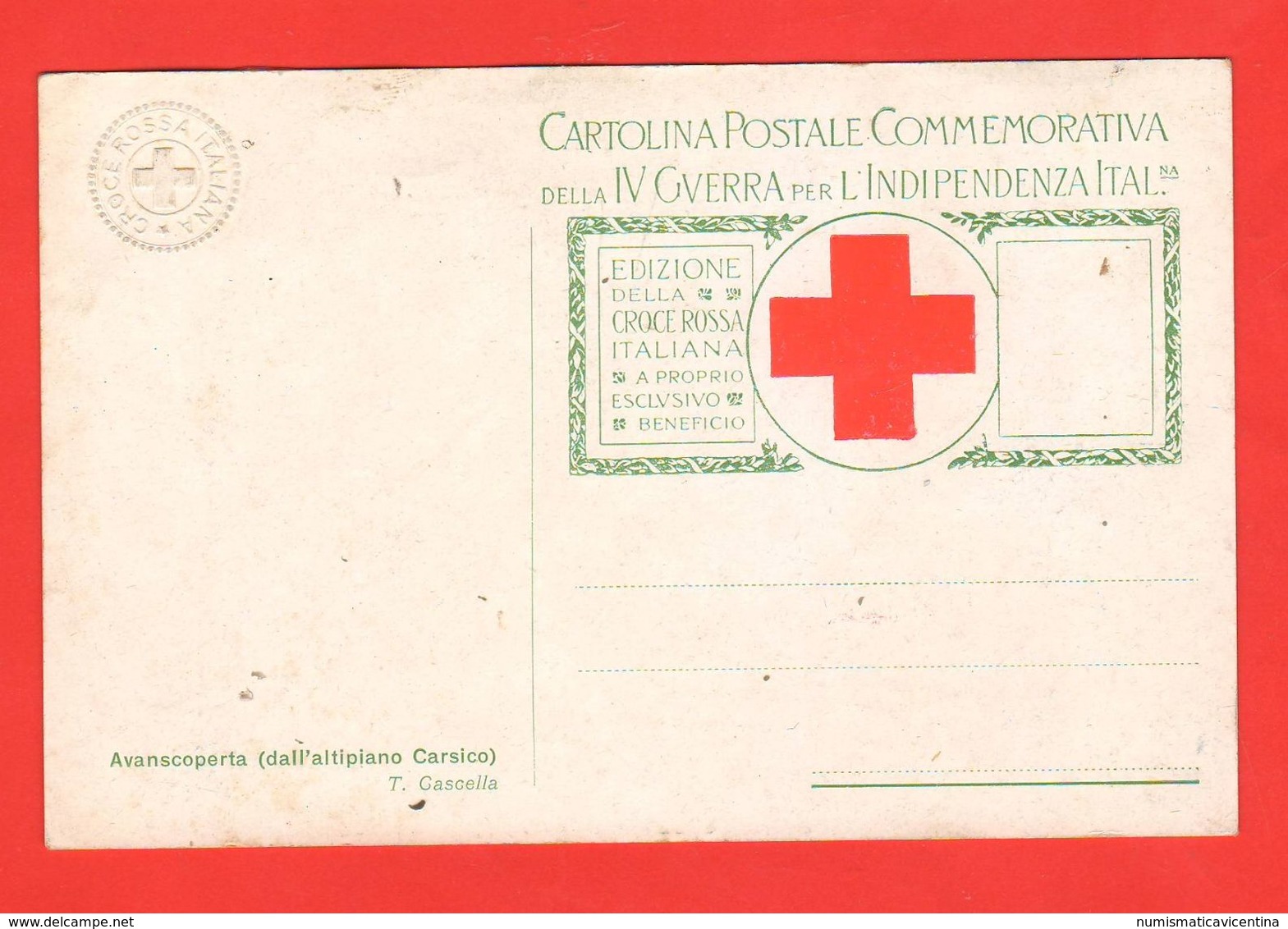 Cavalleggeri Reparto Guide Pro Croce Rossa Red Cross Cascella Ill. Cavalleria Regio Esercito Anni 1915 / 20 Carso - Croix-Rouge