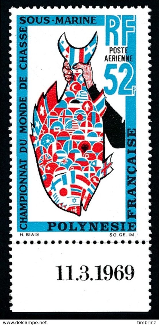 POLYNESIE 1969 - Yv. PA 30 ** Bdf Daté  Cote= 55,00 EUR - Championnats Du Monde De Chasse Sous-marine  ..Réf.POL25138 - Neufs