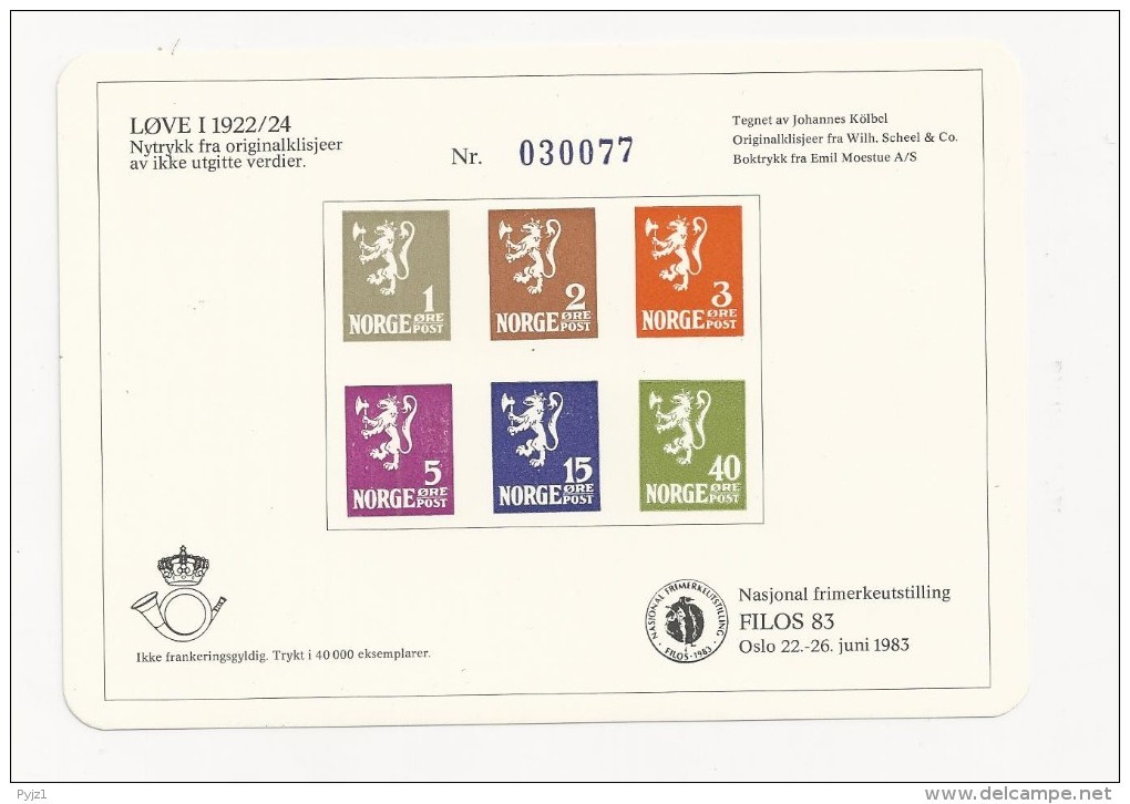 1983 Norway Exhibition Sheetlet, (not Valid For Postage), Filos 83 - Prove E Ristampe