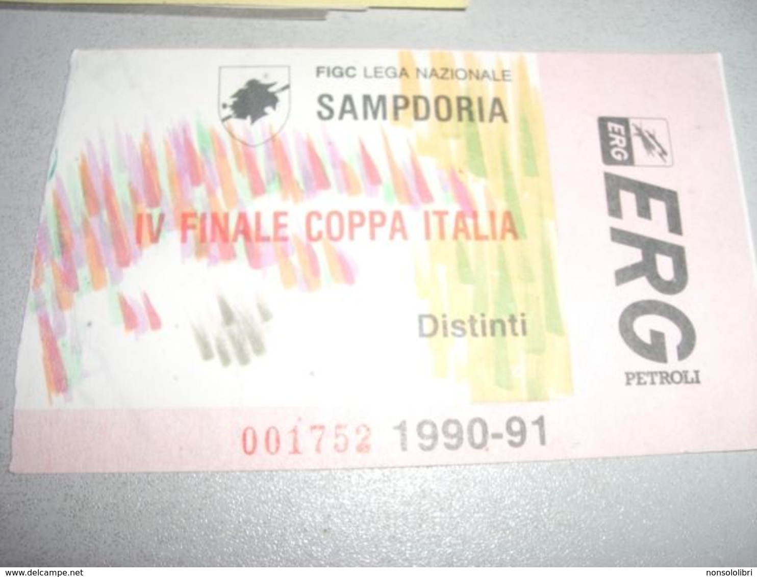 BIGLIETTO IV FINALE COPPA ITALIA SAMPDORIA 1990-91 - Autres & Non Classés