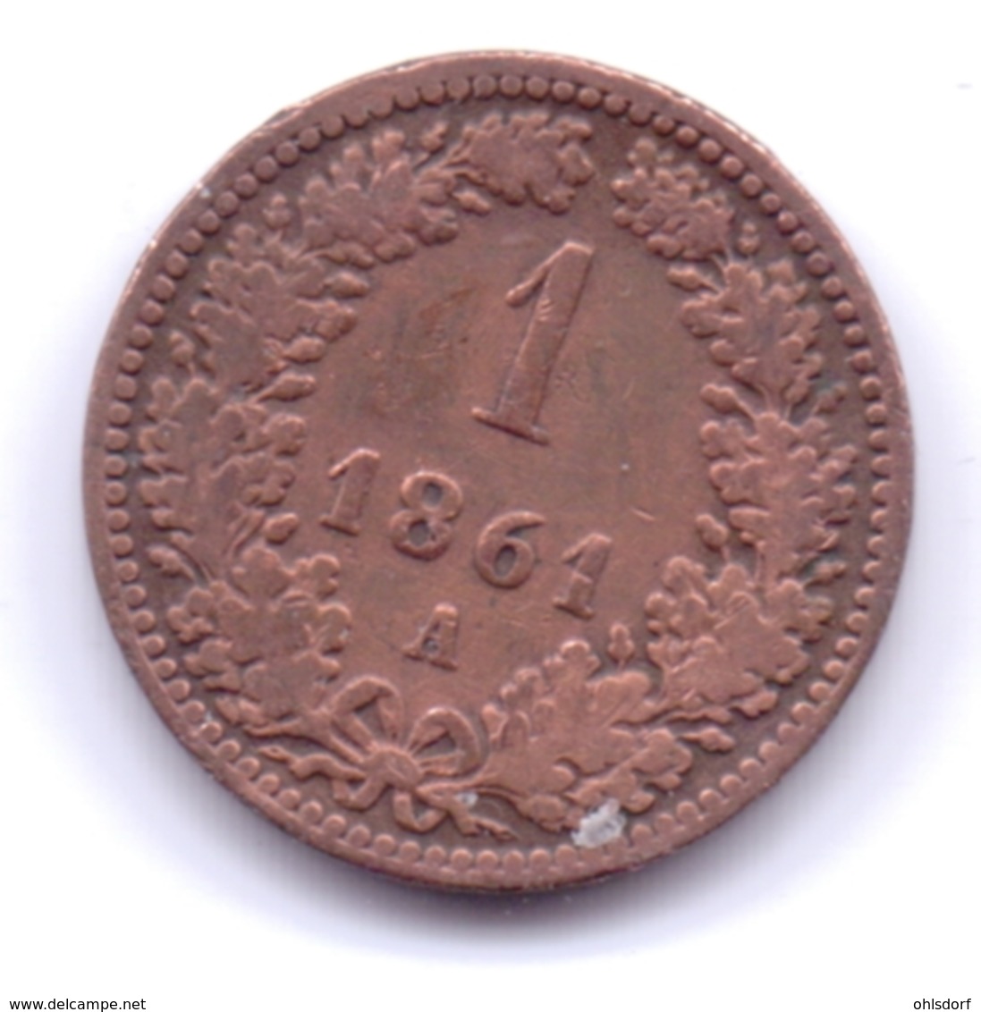 AUSTRIA 1861 A: 1 Kreuzer, KM 2186 - Autriche