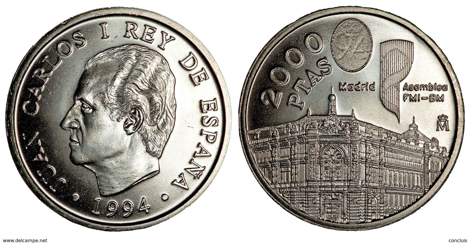 gesto Calor equipaje 2 000 pesetas - España 1994. Moneda 2000 pesetas plata. Asamblea FMI-8M.  Banco de España