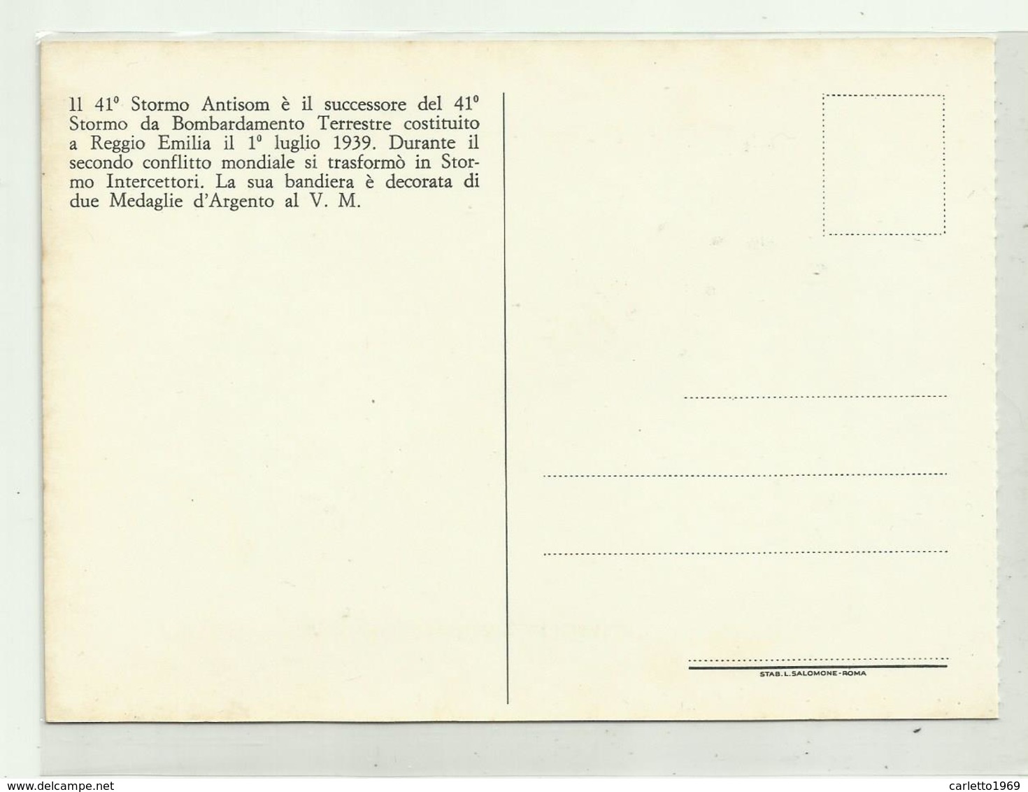 STEMMA 41 STORMO ANTISOM COSTITUITO A REGGIO EMILIA IL 1 LUGLIO 1939 - NV FG ( VEDI RETRO ) - Regimente