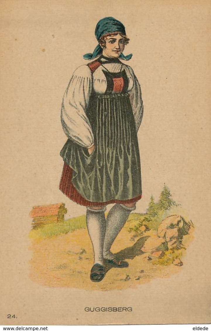 Art Card Guggisberg Woman Costume ; Folklore - Guggisberg