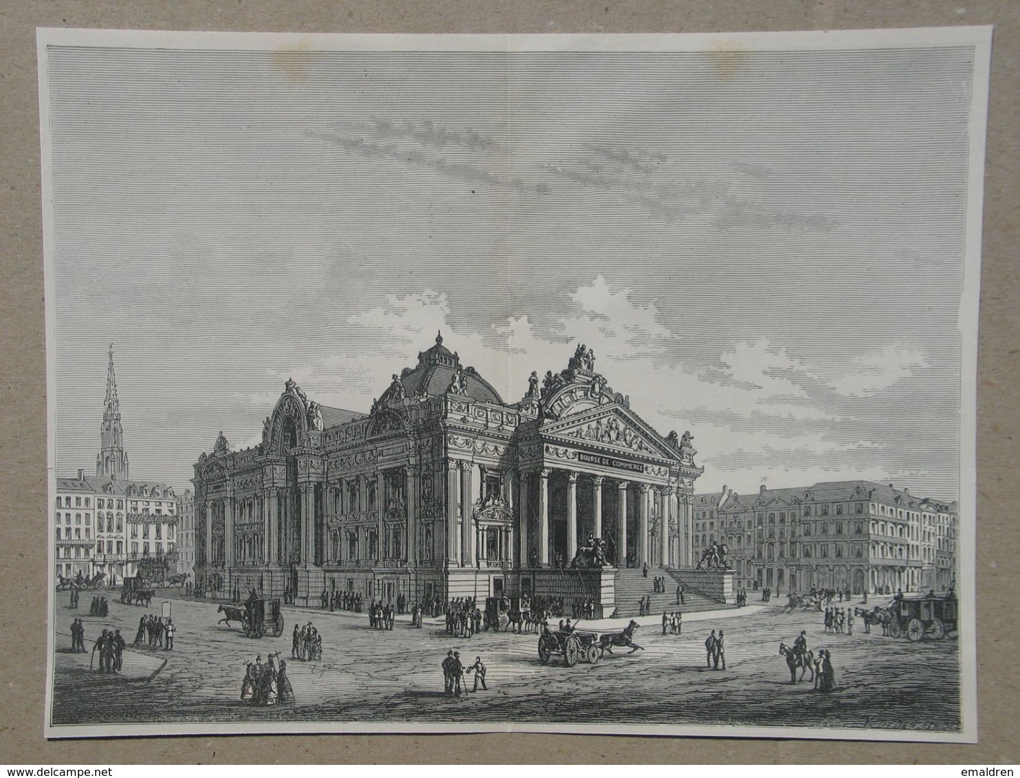 Brussel / Bruxelles. De Beurs / La Bourse. Gravure 1885. - Historische Dokumente