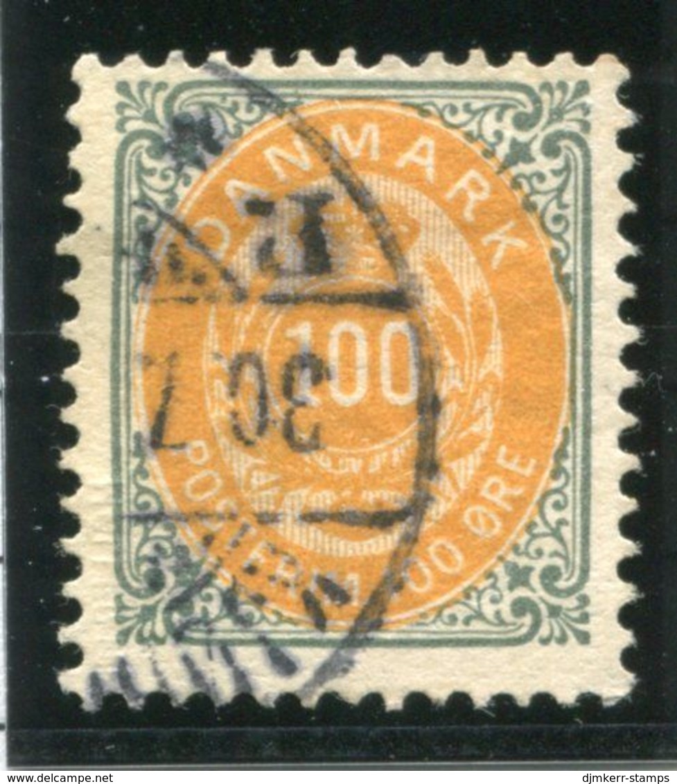 DENMARK 1903 Numeral In Oval 100 Øre Perforted 12¾, New Crown Watermark, Used.  Michel 31 I Z - Usado