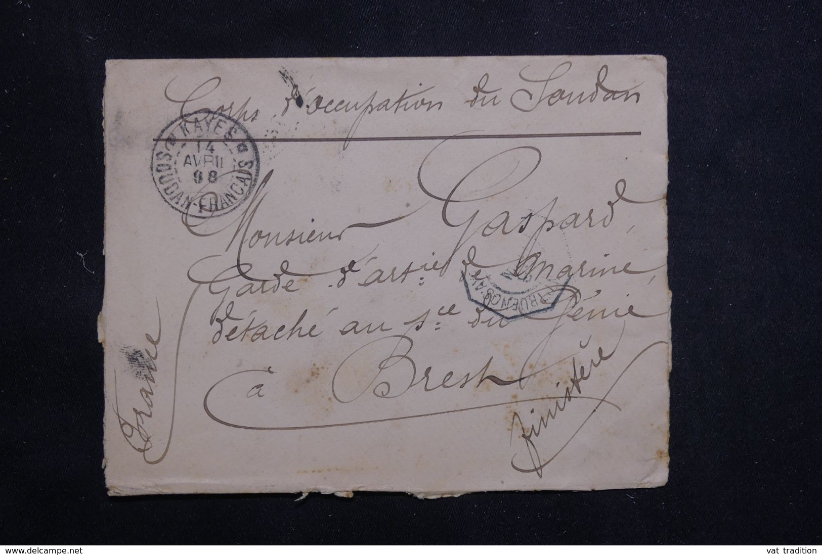 SOUDAN - Enveloppe Du Corps D'Occupation Du Soudan Pour Brest En 1898 En Fm -  L 64509 - Storia Postale