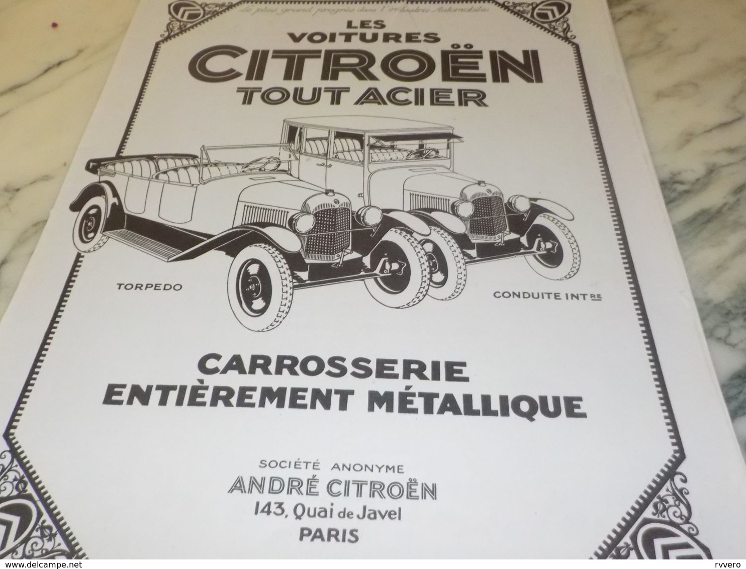 ANCIENNE PUBLICITE TOUT ACIER  AUTO   CITROEN  1925 - Cars