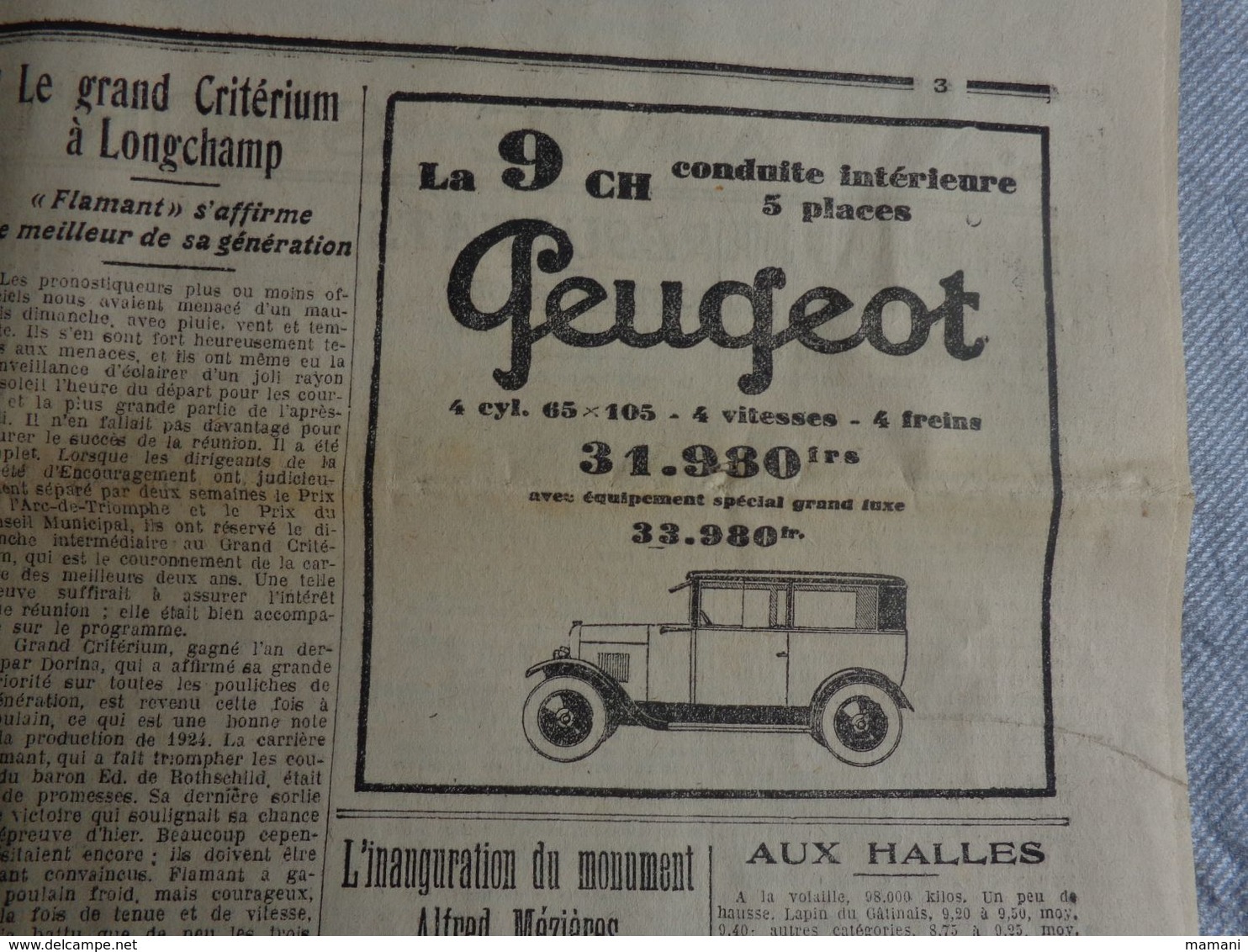 journal  cadeau anniversaire -l'echo de paris -11 octobre 1926-la volka proletarienne -pub auto-le salon automobile