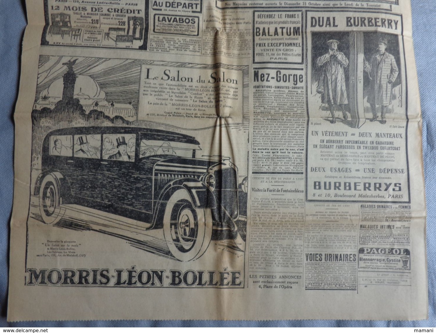 journal  cadeau anniversaire -l'echo de paris -11 octobre 1926-la volka proletarienne -pub auto-le salon automobile
