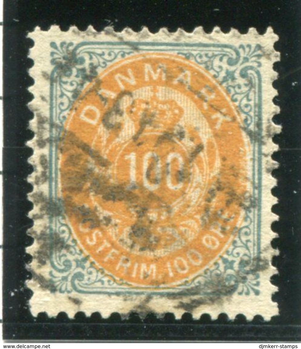 DENMARK 1877 Numeral In Oval 100 Øre Perforated 14:13½, Used.  Michel 31 I Y A - Usati