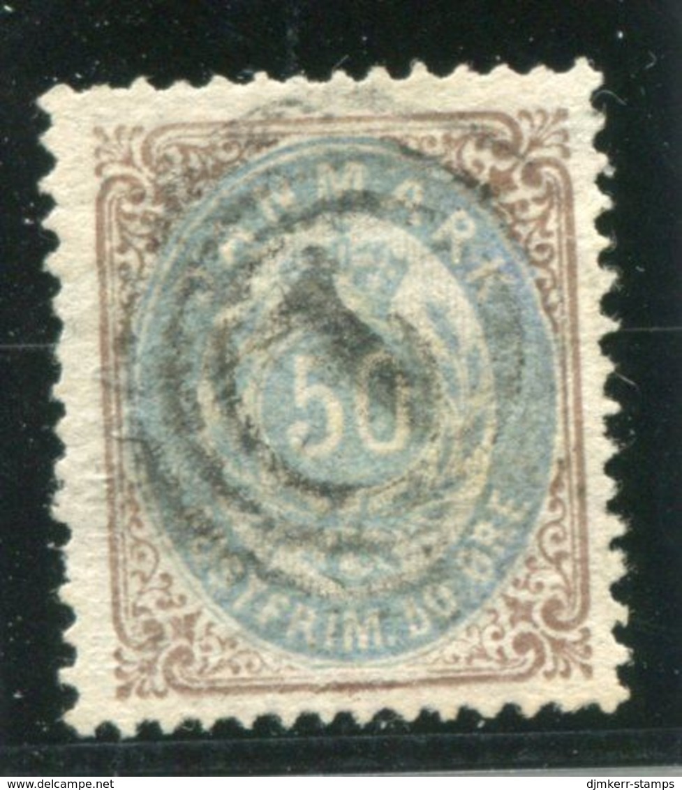 DENMARK 1875 Numeral In Oval 50 Øre Brown/blue-violet Perforated 14:13½, Used.  Michel 30 I Y Aa - Gebruikt