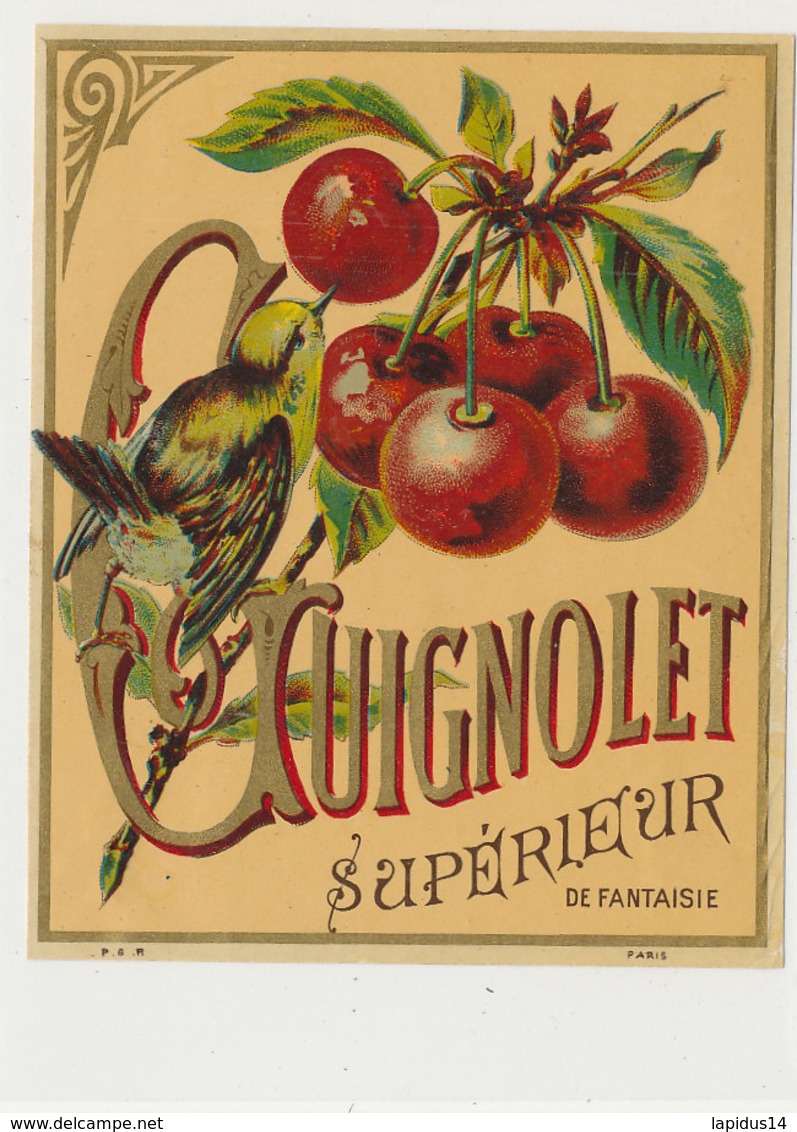 AN 1056 / ETIQUETTE  -  GUIGNOLET   LIQUEUR  SUPERIEUR   DE FANTAISIE - Frutas Y Legumbres