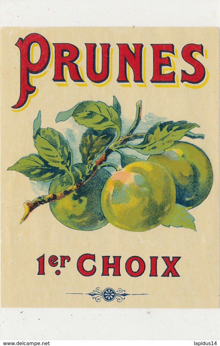 AN 1079 / ETIQUETTE   - PRUNES  1er CHOIX - Fruit En Groenten