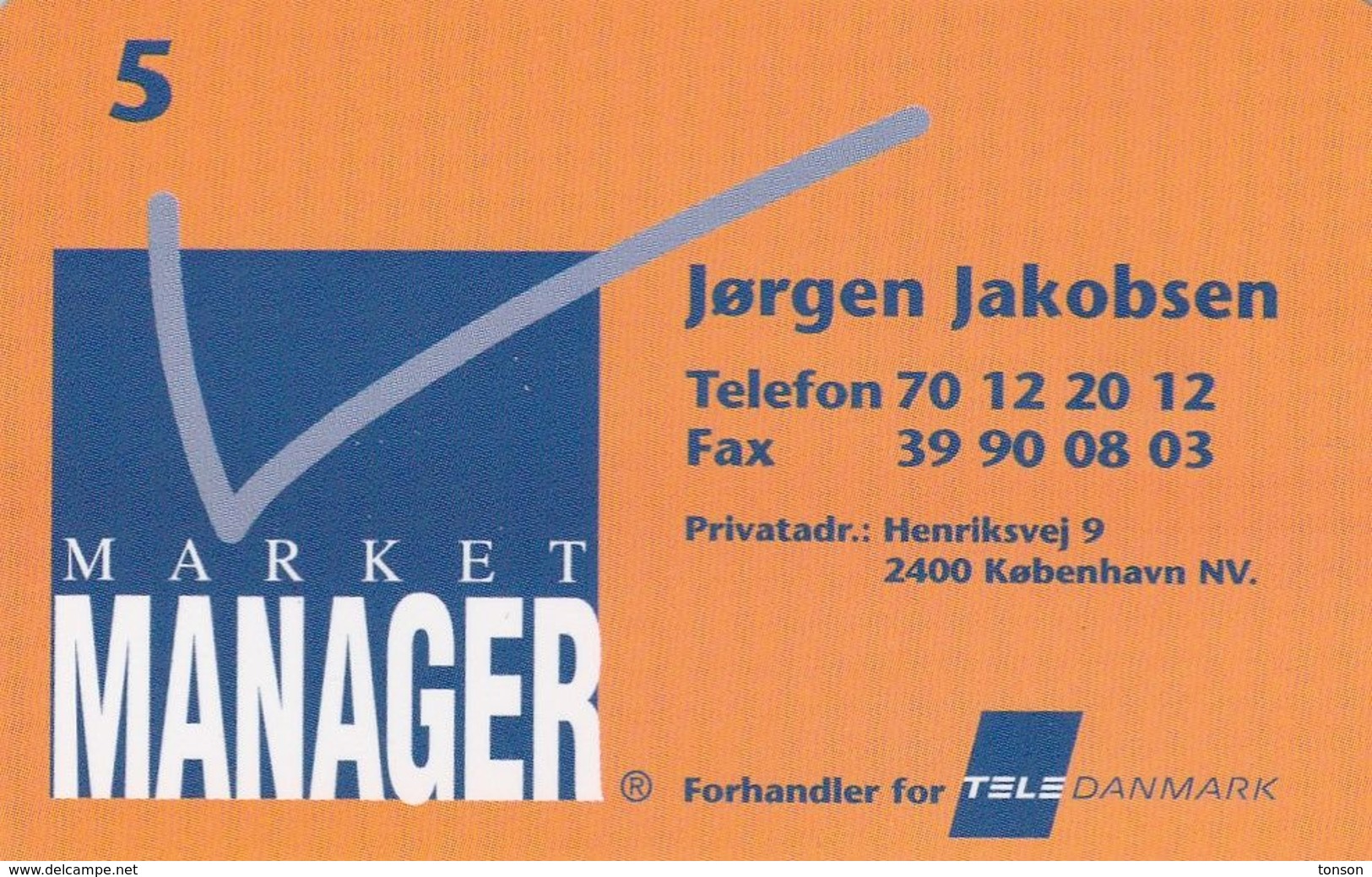 Denmark, P 254, Visiting Card, Market Manager, Jørgen Jakobsen Mint, Only 600 Issued, 2 Scans - Danemark