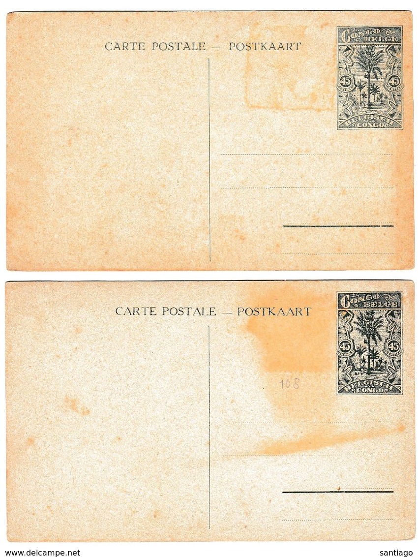 Carte Postale / Postkaart : 2 Stuks  0,45 F / "Taboralaan E'ville & Schijnwerkerij Stanleyville - Ganzsachen