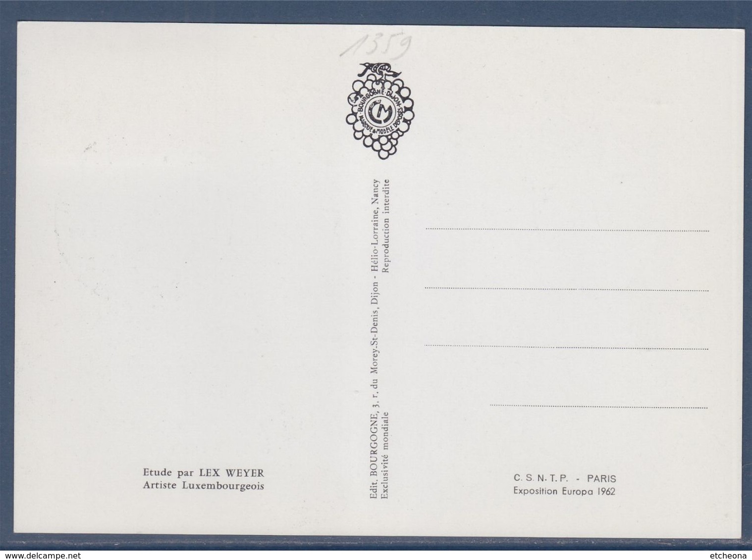 Europa Conseil De L'Europe Strasbourg 15.9.63 N°1359 Carte Postale - 1962