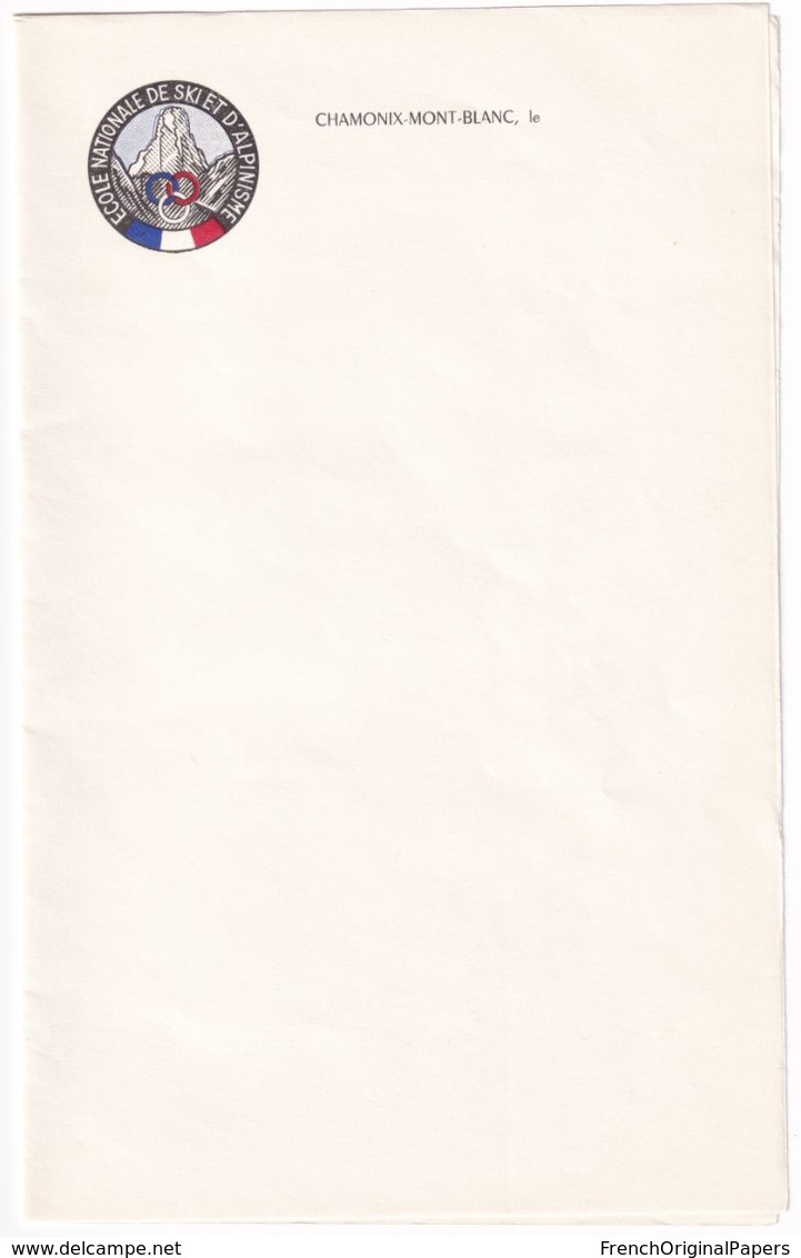 Chamonix Mont-Blanc Papier à Lettres Entête ENSA école Nationale De Ski Et D'Alpinisme Années 1950/60 C1 - Collections