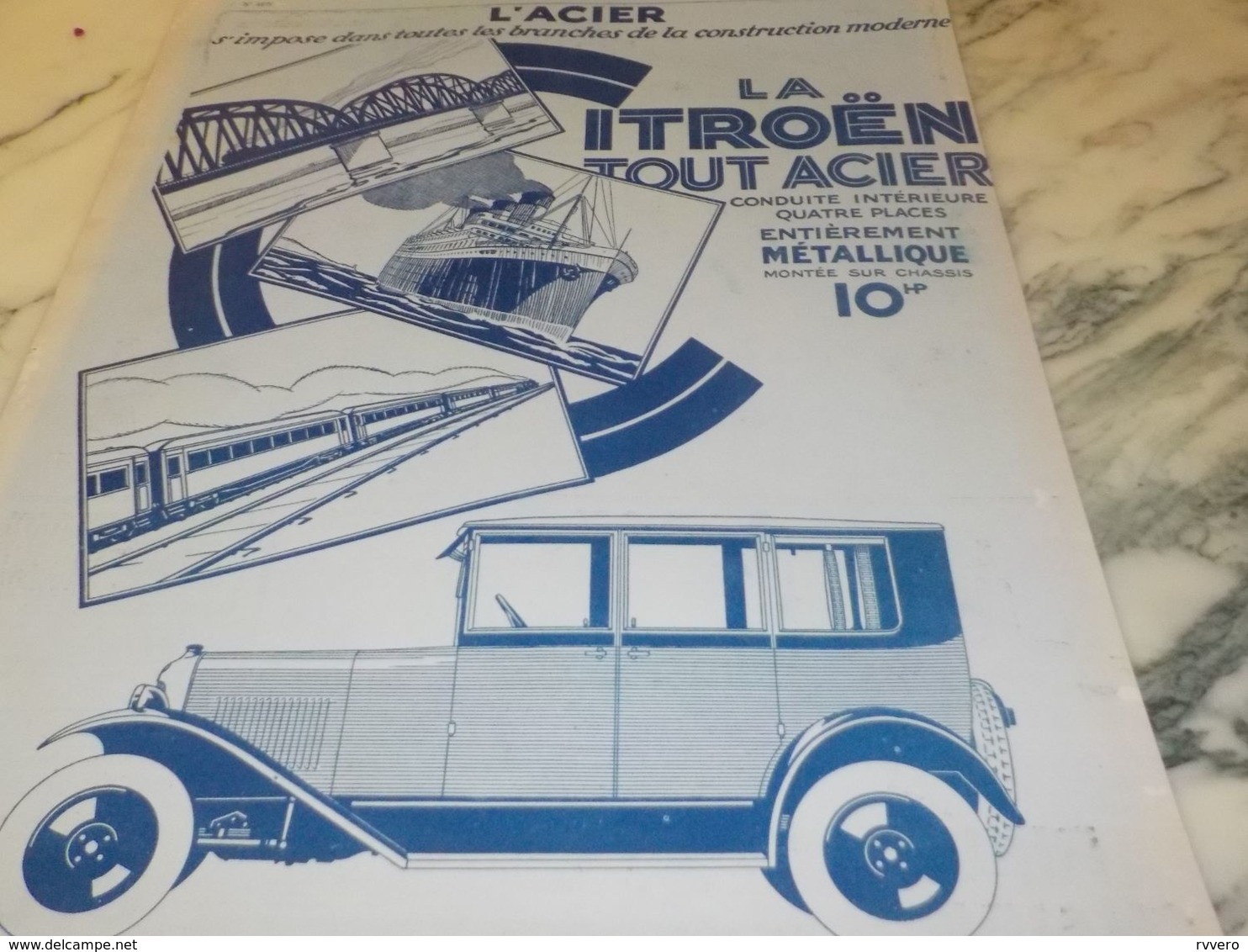 ANCIENNE PUBLICITE TOUT ACIER  AUTO   CITROEN  1925 - Cars