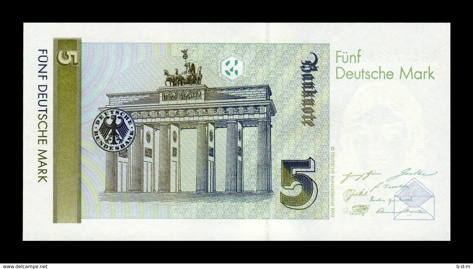 Alemania Germany Fed. Rep. 5 Deutsche Mark 1991 Pick 37 SC UNC - 5 Deutsche Mark