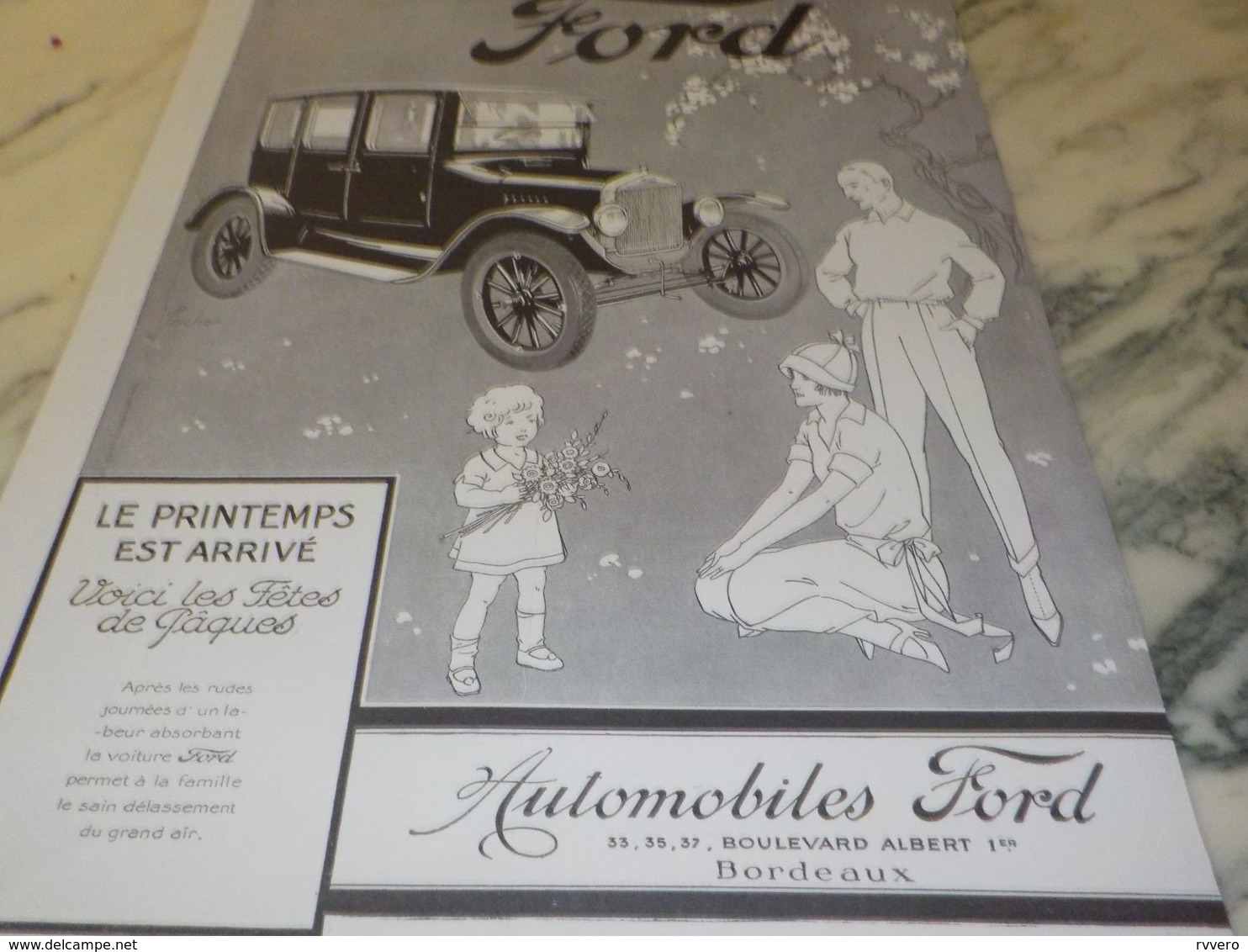 ANCIENNE PUBLICITE LE PRINTEMPS ARRIVE  AUTOMOBILES  FORD 1925 - Coches