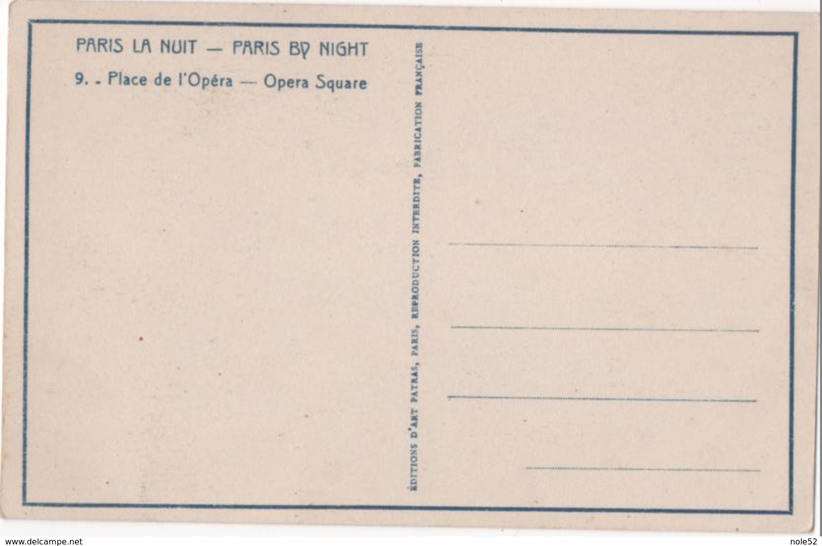 2.90€ : 75 - PARIS - Place De L'Opéra - Paris La Nuit - Plazas