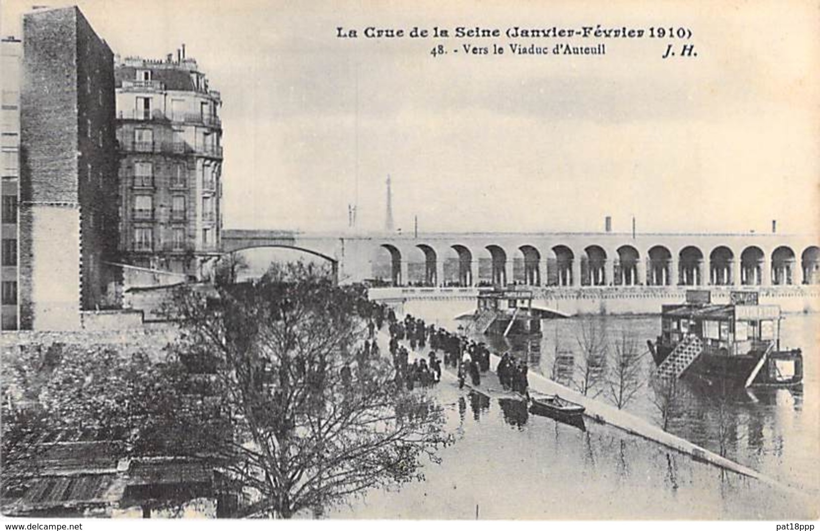 75 - PARIS 16 ° - INONDATIONS De PARIS ( Janvier 1910 ) Vers Le Viaduc D'Auteuil  - CPA - Seine - Überschwemmung 1910