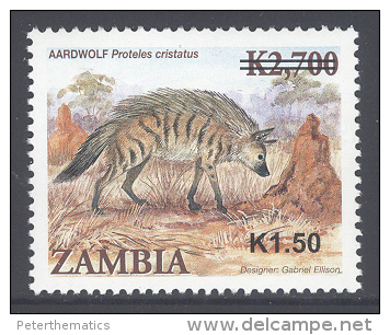 ZAMBIA, AADWOLF, FAUNA, 1v,OVERPRINT, SCARCE, MNH - Sonstige & Ohne Zuordnung