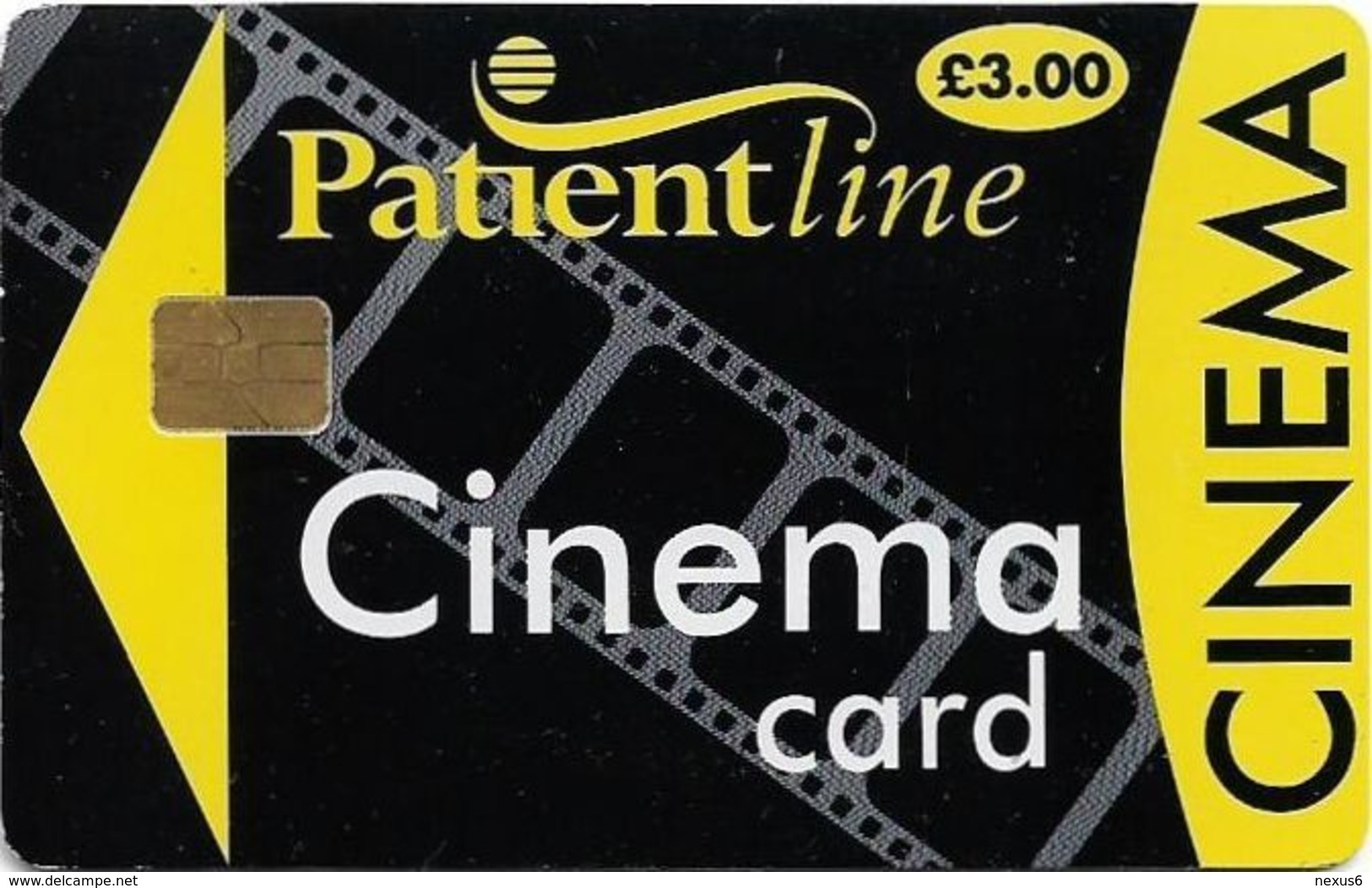 UK - Patientline - Cinema Card (Black & Yellow), Cn. 1PLFFP, 3£, Used - [ 8] Companies Issues