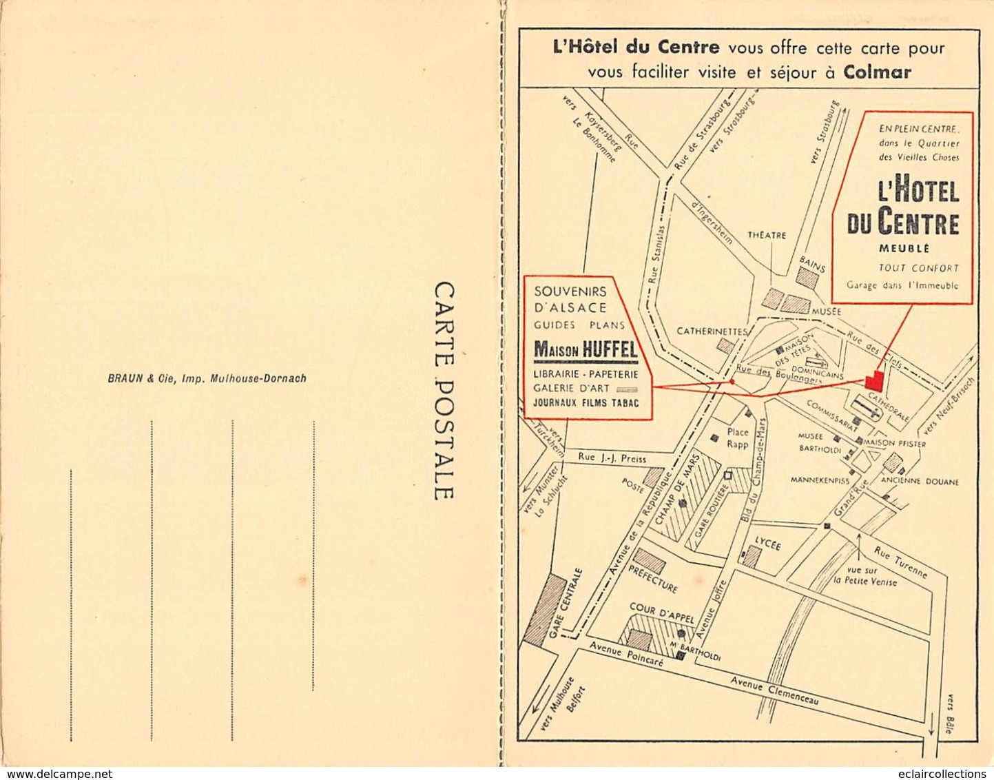 Colmar           68         Hôtel Du Centre  - Carte Portefeuille  -   (voir Scan) - Colmar