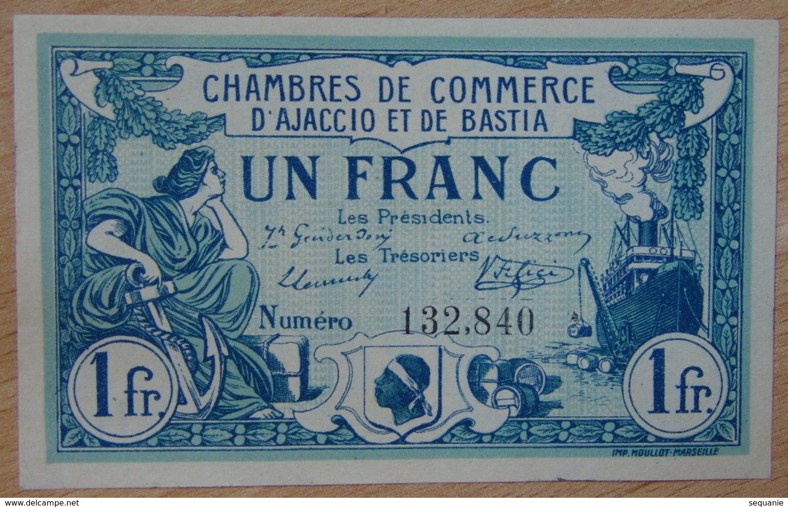 Ajaccio Et Bastia ( 20 Corse  ) 1 Franc Chambre De Commerce  16 Août 1915 - Chambre De Commerce