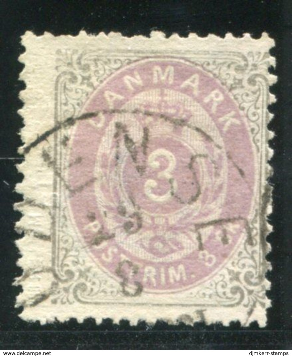 DENMARK 1870 Numeral In Oval 3 Sk. Grey/lilac Used.  Michel 17 I Aa - Gebruikt