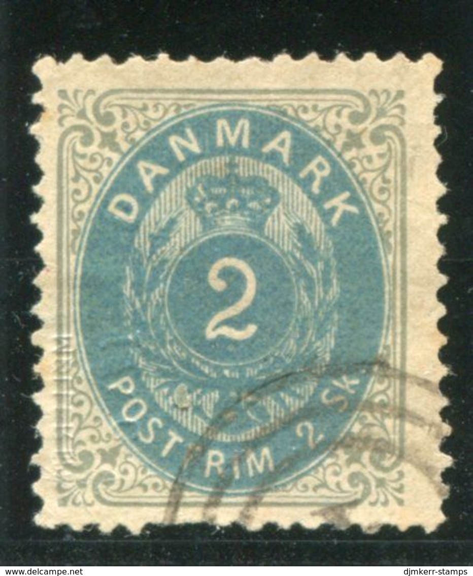 DENMARK 1870 Numeral In Oval 2 Sk. Grey/greenish-blue Used.  Michel 16 I Ac - Used Stamps