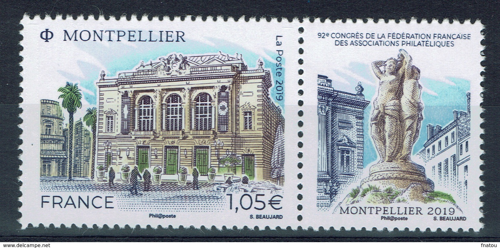 France, Montpellier, Hérault Department, 2019, MNH VF  stamp + Label - Neufs